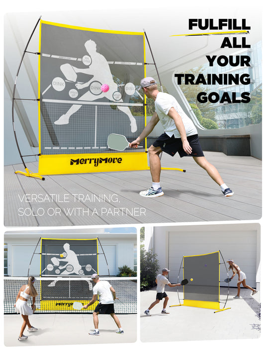 Pickleball Practice Rebounder Net: Portable 2in1 Trainer for Indoor Outdoor Dink Volley