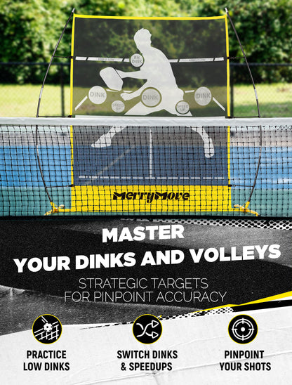 Pickleball Practice Rebounder Net: Portable 2in1 Trainer for Indoor Outdoor Dink Volley