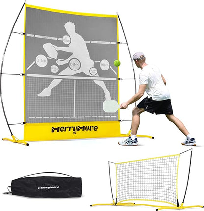 Pickleball Practice Rebounder Net: Portable 2in1 Trainer for Indoor Outdoor Dink Volley