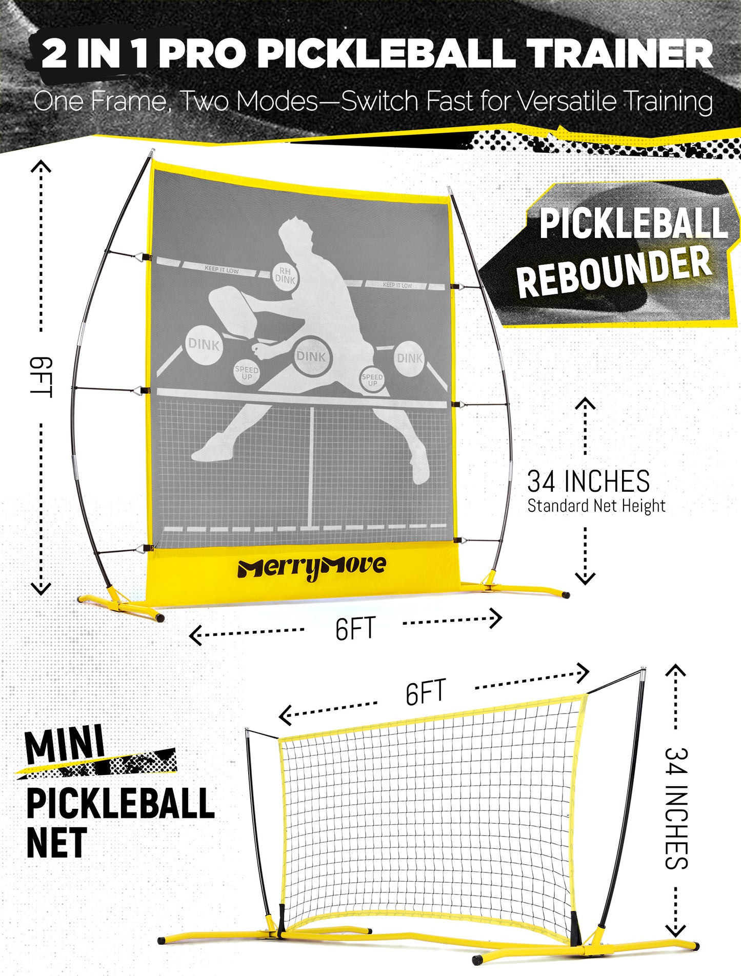 Pickleball Practice Rebounder Net: Pickleball Rebounder or 6FT Mini Pickle Ball Net Portable