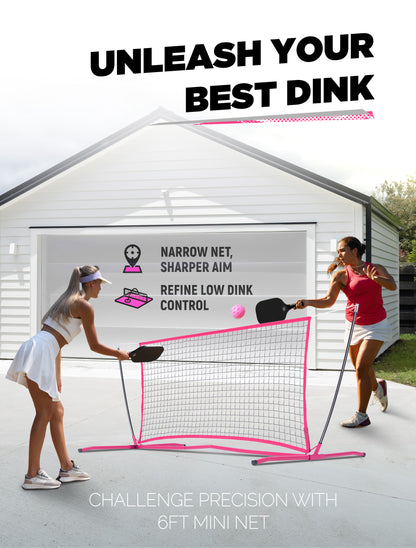 Pickleball Rebound Net for Practice: Pink Pickleball Net Training Aid for Launcher Portable for Outdoor Backyard Driveway - Pickle Ball Gifts for Women Teens Adults
