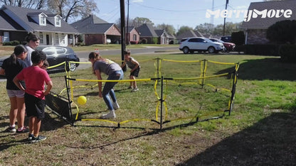Gaga Ball Pit Portable: 15FT 3in1 Gaga Pit with Basketball Hoop and Soccer Goals - Play System for Kids 4 to 12 Years Old Indoor Outdoor for Backyard School Camp Activities